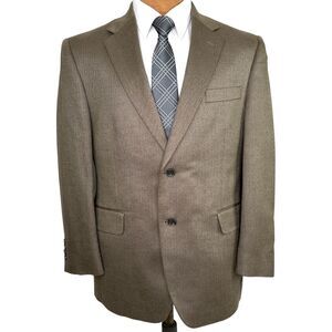 Jos A Bank Men's Brown Herringbone Silk Camel Hair Sport Coat Blazer Jacket 40 S